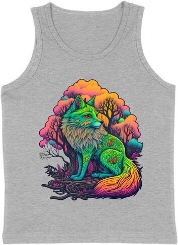 Psychedelic Fox Kids' Jersey Tank - Cool Art Sleeveless T-Shirt - Trippy Kids' Tank Top in Saudi Arabia