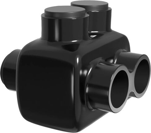 OHLECTRIC Black Insulated Connector - Dual Entry, 2 Port, 4-14 AWG, Slotted Allen Hex - Pre-Filled with Oxide Inhibitor for Easy Use - Rubber Vinyl Coating, 6061-T6 Aluminum CU9AL - (4 Pack) OL-76671 in Saudi Arabia