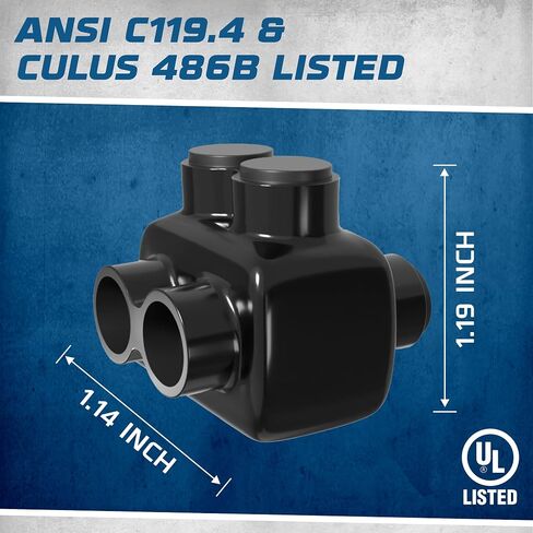OHLECTRIC Black Insulated Connector - Dual Entry, 2 Port, 4-14 AWG, Slotted Allen Hex - Pre-Filled with Oxide Inhibitor for Easy Use - Rubber Vinyl Coating, 6061-T6 Aluminum CU9AL - (4 Pack) OL-76671 in Saudi Arabia