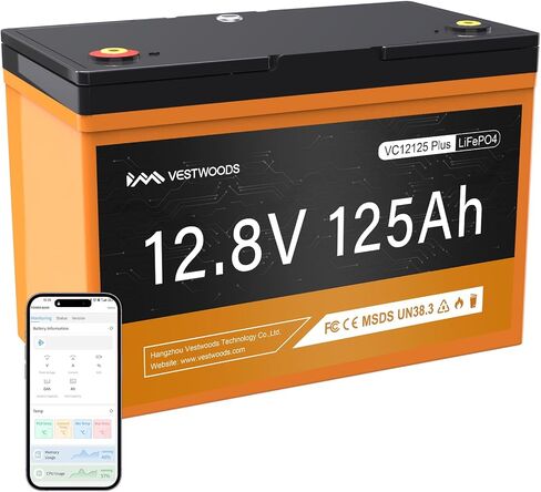 بطارية ليثيوم 12V 125AH ، المجموعة 27 بطارية Deep Cycle LifePo4 ، 1280VA Bluetooth 100A BMS للبطارية البحرية ، بطارية RV ، بطارية الطاقة الشمسية ، التخييم ، عربة الجولف ، محرك التصيد ، كحد أقصى 15000 دورة 10 سنوات in Saudi Arabia