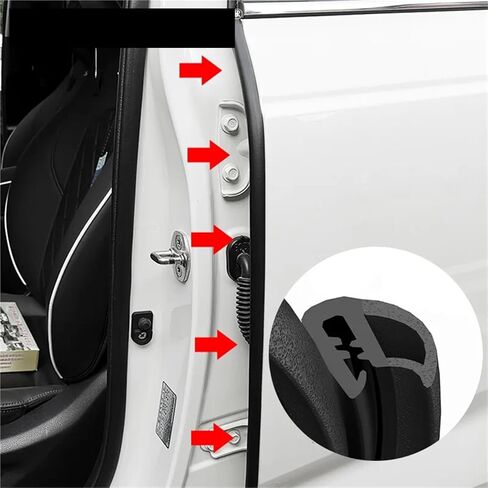 2m Car Door Edge Seal Strip Thicken Rubber B-Pillar Waterproof Soundproof Auto Sealant Strip Fits in Saudi Arabia
