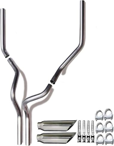 Northeastern Exhaust | Stainless Steel - Dual Conversion Exhaust System Kit Compatible for Chevrolet Chevy and GMC C and K 1989-2002 Pickup Trucks 1500/2500 in Kuwait
