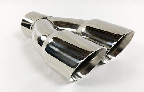 Exhaust Tip 3.00" Inlet Dual 3.00 X 9.50 Long Round Double Wall Polished Stainless Wesdon Exhaust Tip in Saudi Arabia