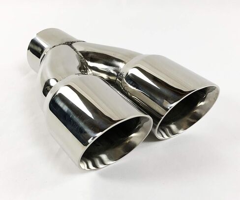 Exhaust Tip 3.00" Inlet Dual 3.00 X 9.50 Long Round Double Wall Polished Stainless Wesdon Exhaust Tip in Saudi Arabia