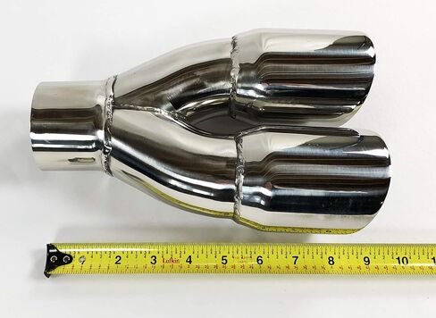 Exhaust Tip 3.00" Inlet Dual 3.00 X 9.50 Long Round Double Wall Polished Stainless Wesdon Exhaust Tip in Saudi Arabia