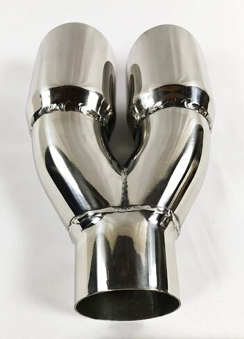 Exhaust Tip 3.00" Inlet Dual 3.00 X 9.50 Long Round Double Wall Polished Stainless Wesdon Exhaust Tip in Saudi Arabia