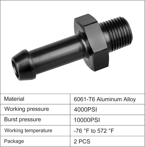 EVIL ENERGY 1/2" NPT Male to 5/8" Barb Fitting Adapter Straight Aluminum Black 2PCS in Saudi Arabia