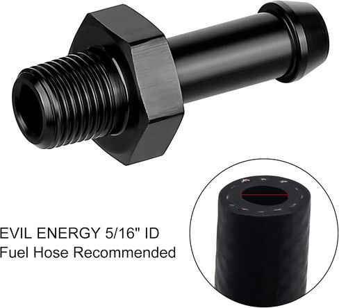 EVIL ENERGY 1/2" NPT Male to 5/8" Barb Fitting Adapter Straight Aluminum Black 2PCS in Saudi Arabia
