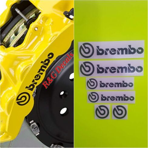 R&G Brembo Decal Combo Package for 6 Piston & 4 Piston & Brembo Logos Brake Caliper Decal Sticker High Temp Set of 6 Decals (Black) in Saudi Arabia