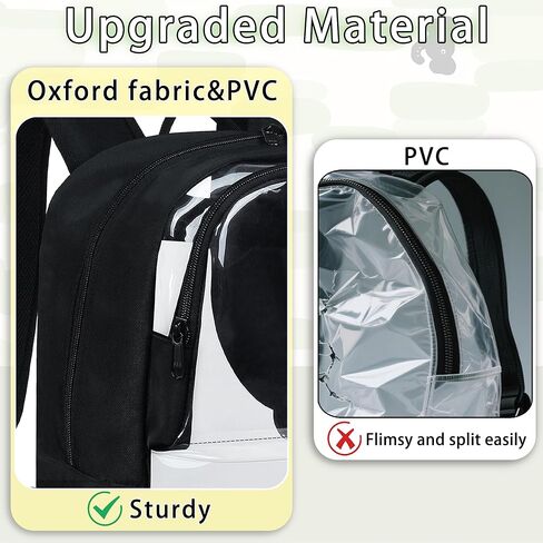 Clear Backpack Heavy Duty,18'' Large Clear Backpack with Multiple Pockets,See Through Bookbag for Boys & Girls,College Work Security,Black in Kuwait
