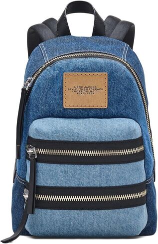 Marc Jacobs The Biker Color-Block Denim Medium Backpack, Indigo Multi in Saudi Arabia
