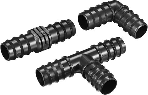 20 Pack Barb Hose Fittings - 19.5mm Barbed Connectors Irrigation Fittings Apply to Garden, Black(8 Straight Barbs 6 Tee Barbs 6 Elbows) in Saudi Arabia
