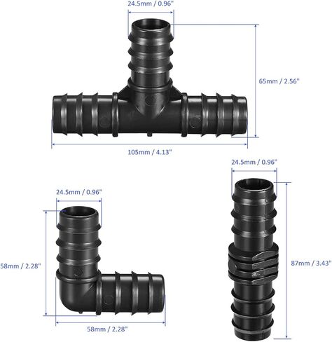 20 Pack Barb Hose Fittings - 19.5mm Barbed Connectors Irrigation Fittings Apply to Garden, Black(8 Straight Barbs 6 Tee Barbs 6 Elbows) in Saudi Arabia