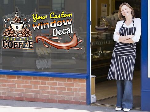Window Clear Decal Design - Full Color ║ Your Logo or Design We Print Clear Permanent Sticker or Static Cling ║ Waterproof on Windows Storefront ║ Made in The USA ║ Customized Logo in Saudi Arabia