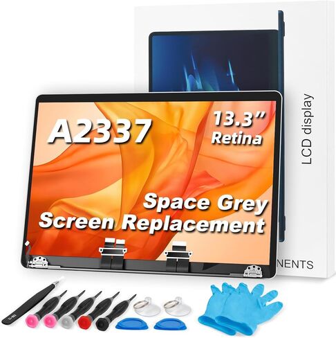 Screen Replacement A2337 LCD for M1 MacBook Air 13" 2020 A2337 MGN63 EMC 3598 MGN93 MGND3 MGN73 MGNA3 MGNE3 2560×1660 LCD Screen Full Top Assembly Display (Space Gray) in Kuwait