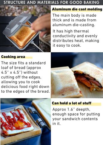 camping moon Sandwich Maker Hot Sand Single Burner Gas Fire Open Fire Compact Aluminum Black BKTT-1315 in Kuwait