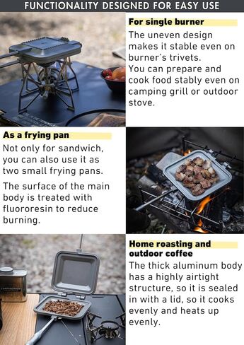 camping moon Sandwich Maker Hot Sand Single Burner Gas Fire Open Fire Compact Aluminum Black BKTT-1315 in Kuwait