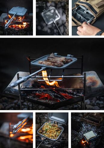 camping moon Sandwich Maker Hot Sand Single Burner Gas Fire Open Fire Compact Aluminum Black BKTT-1315 in Kuwait