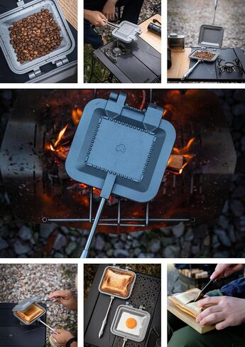 camping moon Sandwich Maker Hot Sand Single Burner Gas Fire Open Fire Compact Aluminum Black BKTT-1315 in Kuwait