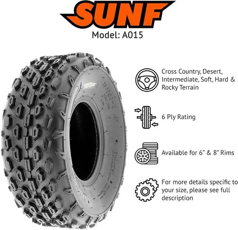 SunF 19x7-8 19x7x8 Light Weight ATV UTV Knobby Tire 6 PR Tubeless - A015 in Saudi Arabia