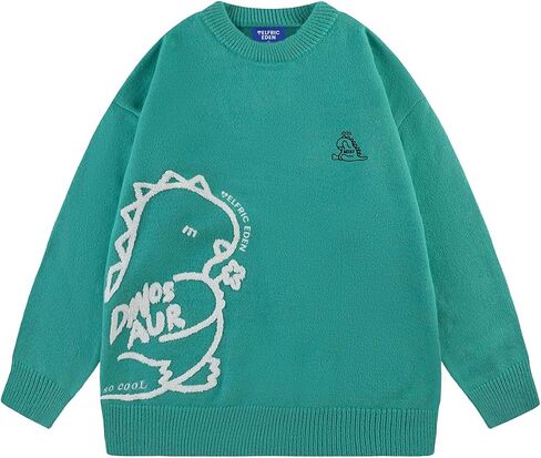 Aelfric Eden Cartoon Dinosaur Sevents Crewneck Printed Pullover Sweater Straips raids in Kuwait