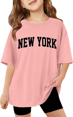 New York Tshirts for Girls Letter Graphic Crewneck Shirt Shirt Excerty Excery Teee Tops in Kuwait