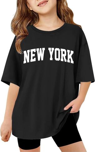 New York Tshirts for Girls Letter Graphic Crewneck Shirt Shirt Excerty Excery Teee Tops in Saudi Arabia