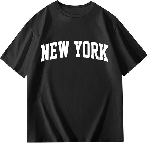 New York Tshirts for Girls Letter Graphic Crewneck Shirt Shirt Excerty Excery Teee Tops in Saudi Arabia
