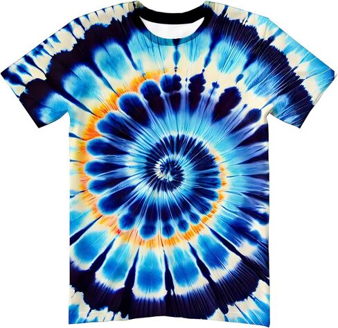 Kids Tie Dye Shirt Children Size 4-10 Years Boys' Girls' Hippies Senior Tie Dye T-Shirt in Saudi Arabia