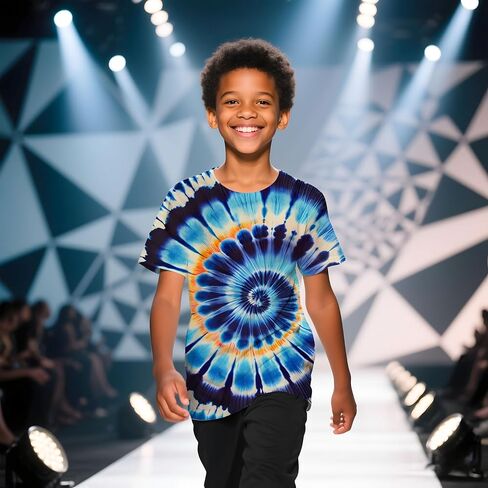 Kids Tie Dye Shirt Children Size 4-10 Years Boys' Girls' Hippies Senior Tie Dye T-Shirt in Saudi Arabia