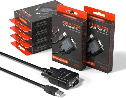 DriverGenius USB to Serial RS232 Adapter Cable with 9 x LED Indicators，4 Pack - Prolific PL2303 - Compatible for Windows 11, macOS 14 Sonoma, and Linux (USB232A-E-A, 3ft/1m) in Saudi Arabia