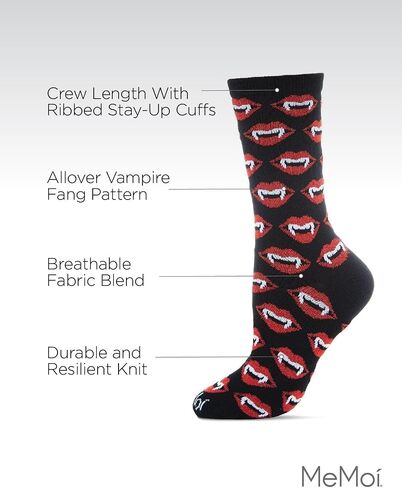 MeMoi Vampire Lips Novelty Crew Socks in Saudi Arabia