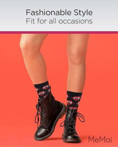 MeMoi Vampire Lips Novelty Crew Socks in Saudi Arabia