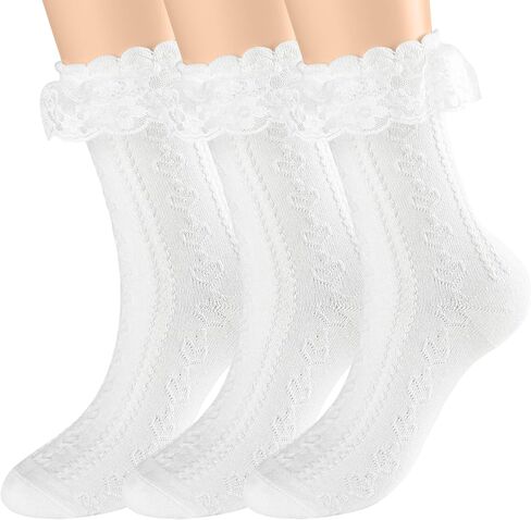 Women Lace Ankle Socks, Ruffle Frilly Princess Lolita Socks for Ladies in Saudi Arabia