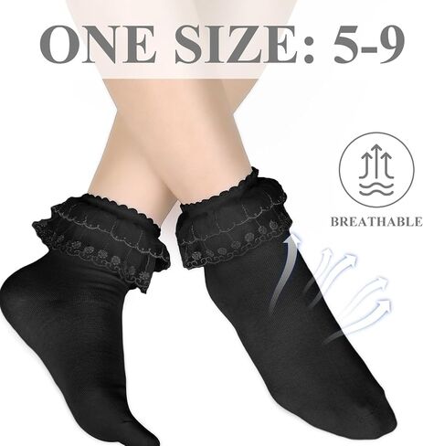 Women Lace Ankle Socks, Ruffle Frilly Princess Lolita Socks for Ladies in Saudi Arabia
