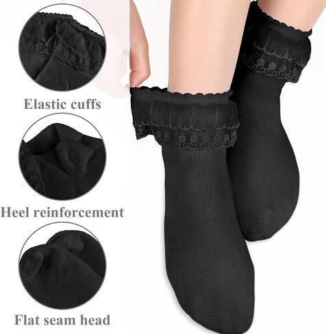 Women Lace Ankle Socks, Ruffle Frilly Princess Lolita Socks for Ladies in Saudi Arabia
