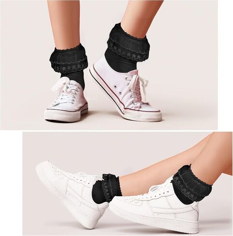 Women Lace Ankle Socks, Ruffle Frilly Princess Lolita Socks for Ladies in Saudi Arabia