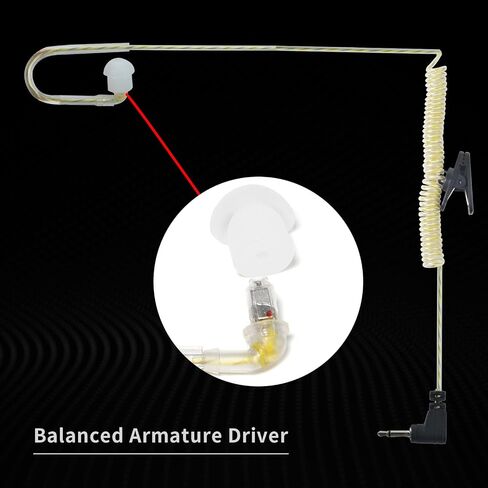 UAYESOK ET01 2.5mm Listen Only Earpiece for Ham Transceiver, 2 Way Radio Speaker Mic, Balanced Armature Driver, Police Security Law Enforcement Surveillance Headset(Black) in Saudi Arabia