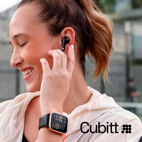 سماعات أذن Cubitt True اللاسلكية الجيل 2، 5.3 بلوتوث، مقاومة الماء IPX5، صوت ممتاز، تحكم باللمس، ميكروفون مدمج، مساعدة صوتية، وضع اللعب للرجال والنساء (بيج) in Saudi Arabia