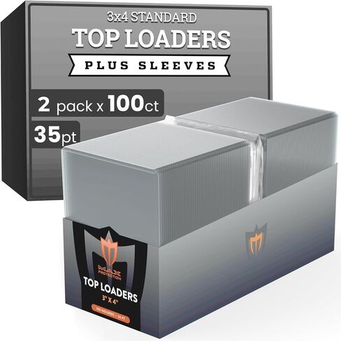 Max Protection 35pt Top Loaders for Cards with Bonus Soft Sleeves - 100 Count - Premium 3x4 Inch Trading Card Toploaders - Protect Your Baseball and Sports Cards with These Hard Plastic Protectors in Kuwait
