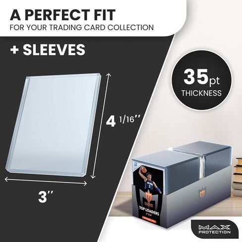 Max Protection 35pt Top Loaders for Cards with Bonus Soft Sleeves - 100 Count - Premium 3x4 Inch Trading Card Toploaders - Protect Your Baseball and Sports Cards with These Hard Plastic Protectors in Kuwait