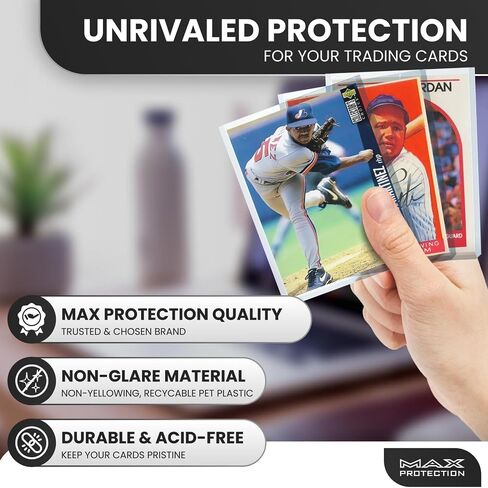 Max Protection 35pt Top Loaders for Cards with Bonus Soft Sleeves - 100 Count - Premium 3x4 Inch Trading Card Toploaders - Protect Your Baseball and Sports Cards with These Hard Plastic Protectors in Kuwait