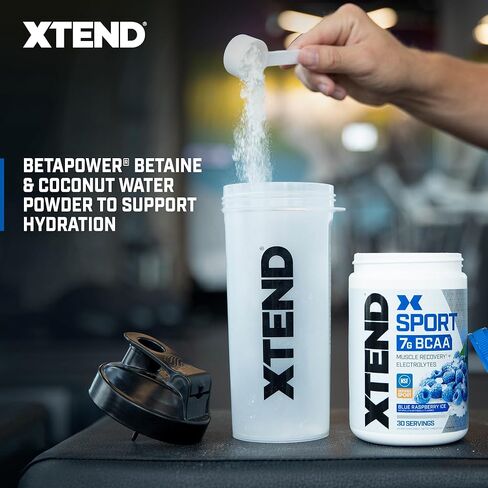 XTEND Sport BCAA Powder Blue Raspberry Ice - Electrolyte Powder for Recovery & Hydration with Amino Acids - 30 Servings in Kuwait