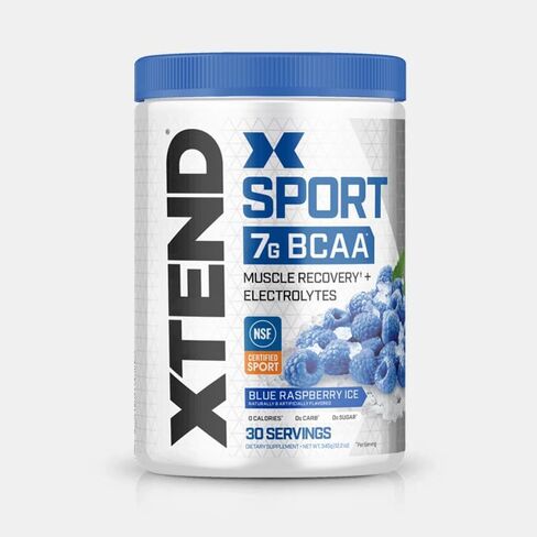 XTEND Sport BCAA Powder Blue Raspberry Ice - Electrolyte Powder for Recovery & Hydration with Amino Acids - 30 Servings in Kuwait