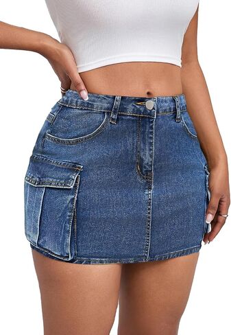 Jean Skirt for Women Mini Skirt Cargo Skirt Denim Sexy Jean Bodycon Skirts in Kuwait