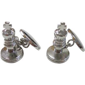 Kiola Designs Silver Toned Chess King Piece Cufflinks in Saudi Arabia