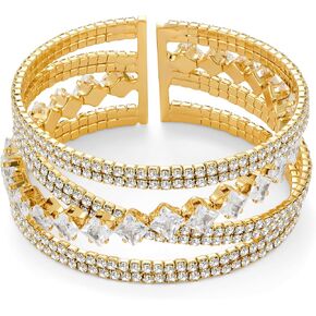 Gold Bangle Bracelets for Women Chunky Stretch Bracelets Gold and Silver Bangle Adjustable Wide Bracelets for Women in Kuwait