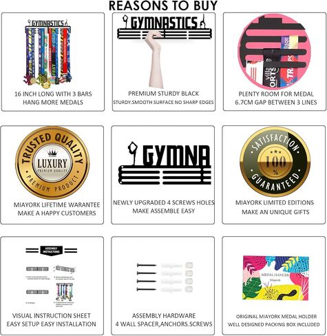 Swimming Medal Hanger Display for Wall,Swimming Medal Holder with upgraded 3 hanging bars,wall hanger for medals,perfect Friends Gift Box Package in Saudi Arabia