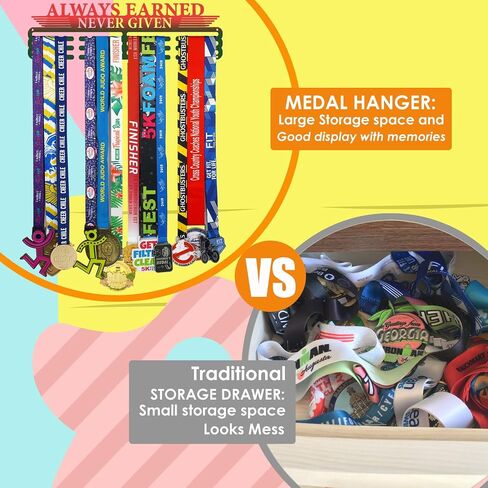 Swimming Medal Hanger Display for Wall,Swimming Medal Holder with upgraded 3 hanging bars,wall hanger for medals,perfect Friends Gift Box Package in Saudi Arabia