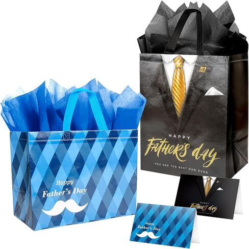 Linelglobal Gift Bag for Father Day with Wrapping Paper for Men 12.6" Dad is King in Saudi Arabia